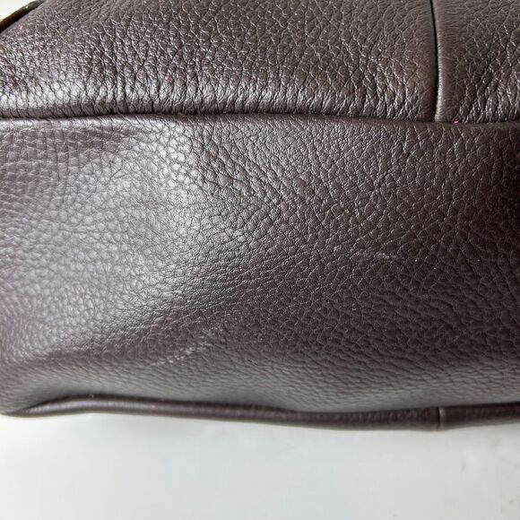 ANA Dark Chocolate Brown Leather Chain Link Detail Hobo Tote Shoulder Bag - Picture 6 of 14